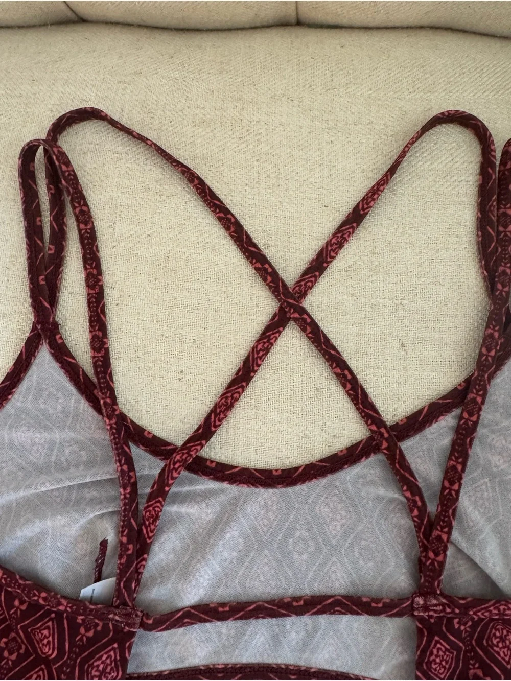 Urban Outfitters Burgundy Geometric Strappy Bralette Size M